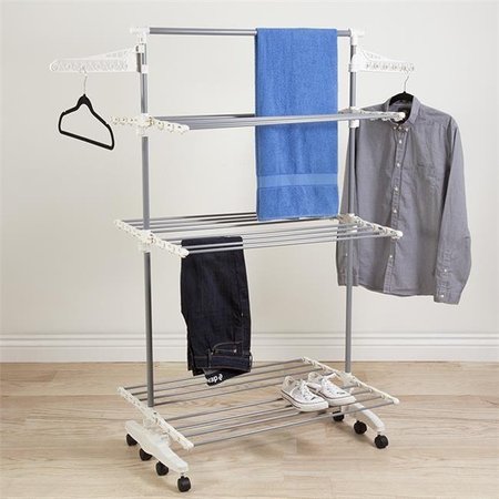 EVERYDAY HOME Everyday Home 82-CRTR29 Heavy Duty 3 Tier Laundry Rack Stainless Steel Clothing Shelf for Indoor & Outdoor Use with Tall Bar Best 82-CRTR29